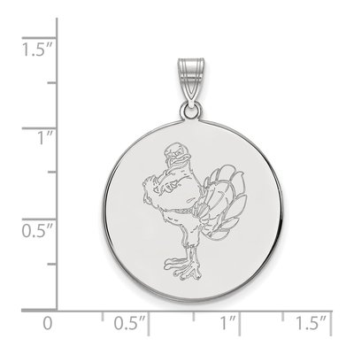 Virginia Tech 10K White Gold Extra Large HokieBird XL Disc Pendant – view 2