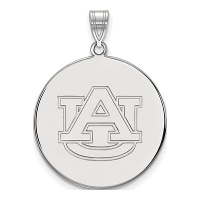 Auburn University 10K White Gold Extra Large Disc Pendant