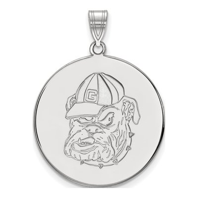 University of Georgia 10K White Gold Bulldog Extra Large Disc Pendant