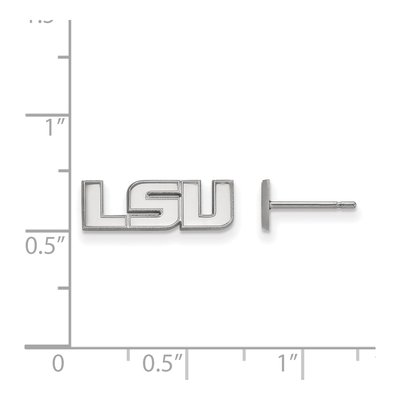 Louisiana State University 10K White Gold L-S-U Extra Small Stud Earrings – view 2