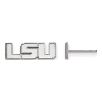 Louisiana State University 10K White Gold L-S-U Extra Small Stud Earrings