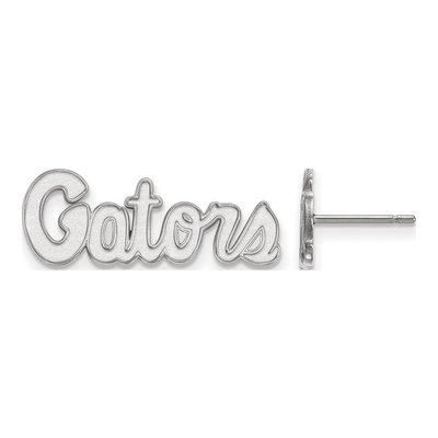 University of Florida 10K White Gold Gators Script Extra Small Stud Earrings