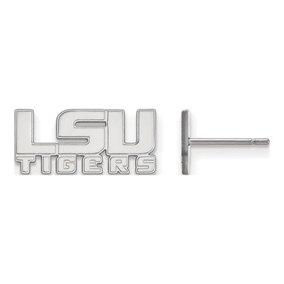 Louisiana State University 10K White Gold L-S-U Tigers Extra Small Stud Earrings