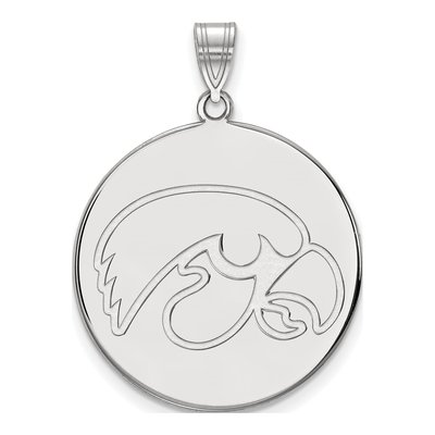 University of Iowa 10K White Gold Extra Large Hawk XL Disc Pendant