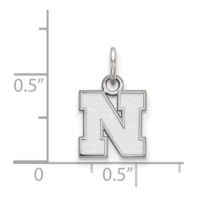 University of Nebraska 10K White Gold Extra Small Letter N Pendant – view 2