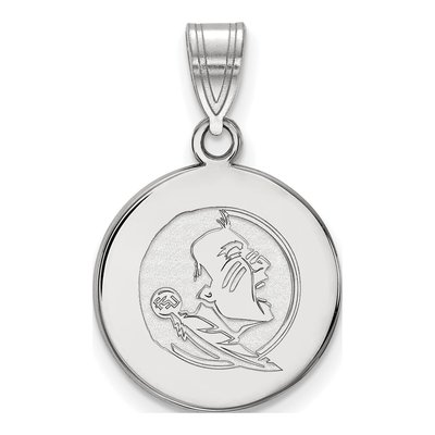 Florida State University 10K White Gold Seminole Medium Disc Pendant