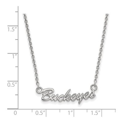 Ohio State University 10K White Gold Small Buckeyes Script Necklace – view 3