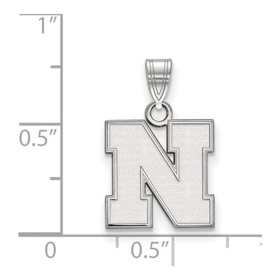 University of Nebraska 10K White Gold Small Letter N Pendant – view 2
