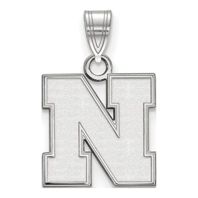University of Nebraska 10K White Gold Small Letter N Pendant