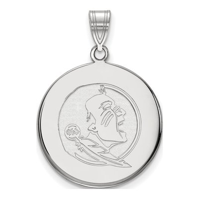 Florida State University 10K White Gold Seminole Large Disc Pendant