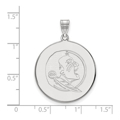 Florida State University 10K White Gold Seminole Extra Large Disc Pendant – view 2