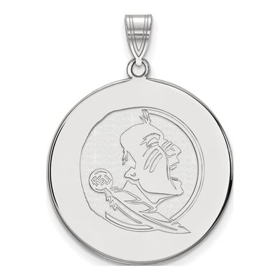 Florida State University 10K White Gold Seminole Extra Large Disc Pendant
