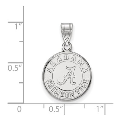 University of Alabama 10K White Gold Crimson Tide Medium Disc Pendant – view 2