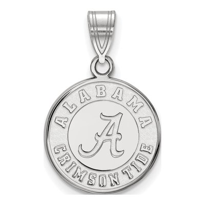 University of Alabama 10K White Gold Crimson Tide Medium Disc Pendant