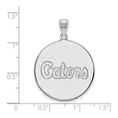 University of Florida 10K White Gold Gators Extra Large Disc Pendant – view 2