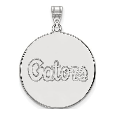 University of Florida 10K White Gold Gators Extra Large Disc Pendant