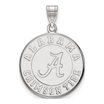 University of Alabama 10K White Gold Crimson Tide Large Disc Pendant