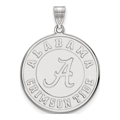University of Alabama 10K White Gold Crimson Tide Extra Large Disc Pendant