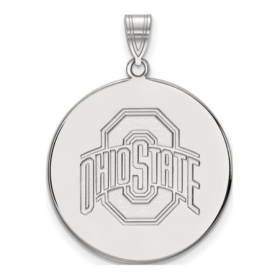 Ohio State University 10K White Gold Extra Large Disc Pendant