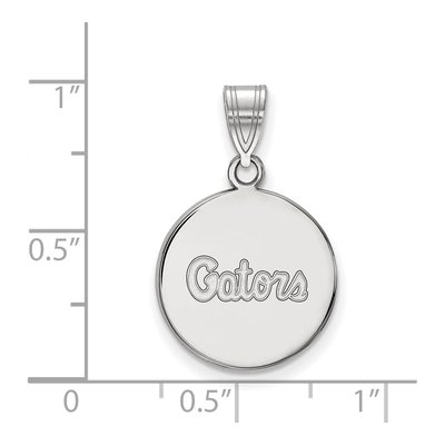University of Florida 10K White Gold Gators Script Medium Disc Pendant – view 2