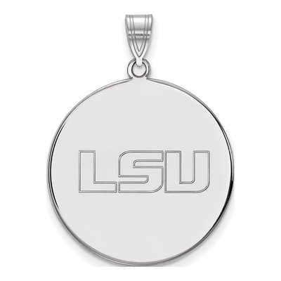 Louisiana State University 10K White Gold L-S-U Extra Large Disc Pendant