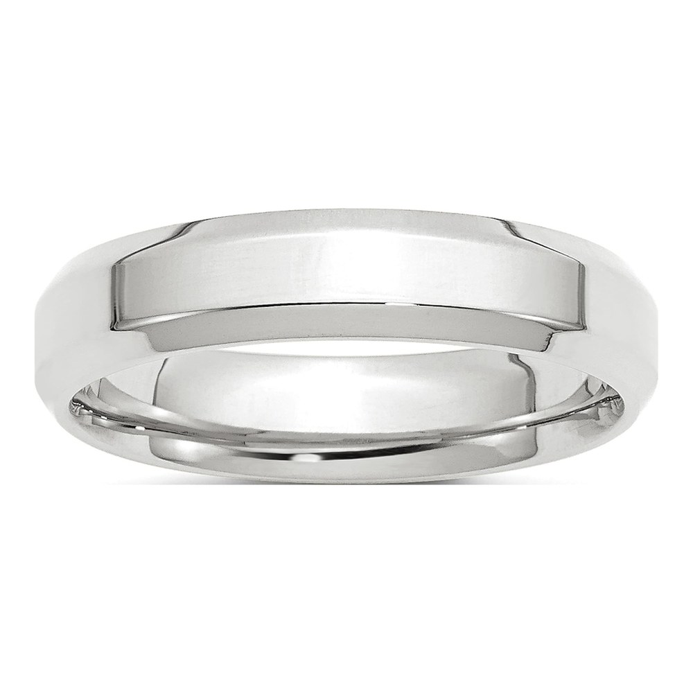 10K White Gold 5mm Beveled Edge Comfort-Fit Wedding Band
