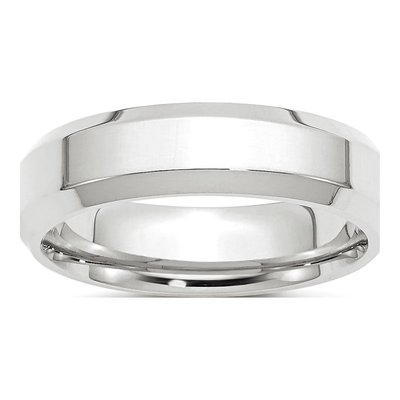 10K White Gold 6mm Beveled Comfort-Fit Wedding Band