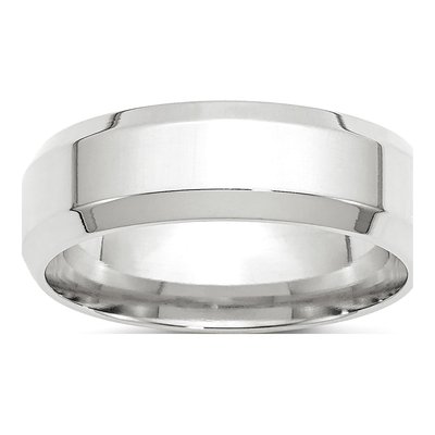 10K White Gold 7mm Beveled Edge Comfort-Fit Wedding Band