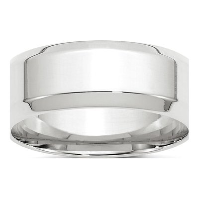 10K White Gold 8mm Beveled Edge Comfort-Fit Wedding Band