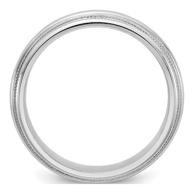 10K White Gold 5mm Milgrain Comfort-Fit Wedding Band – view 2