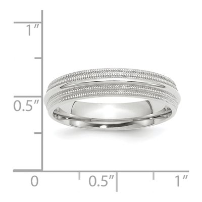 10K White Gold 5mm Milgrain Comfort-Fit Wedding Band – view 4