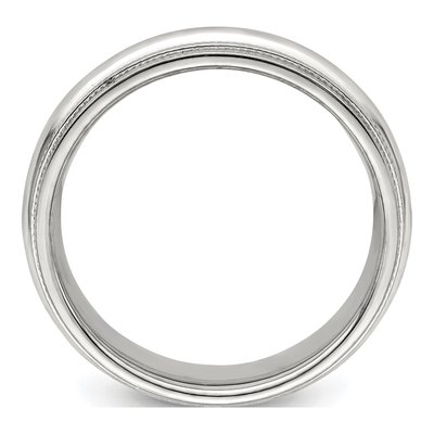 10K White Gold 6mm Milgrain Comfort-Fit Wedding Band – view 2