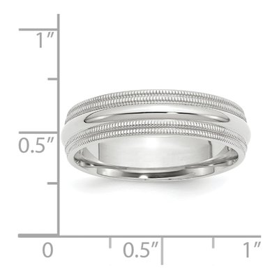 10K White Gold 6mm Milgrain Comfort-Fit Wedding Band – view 4