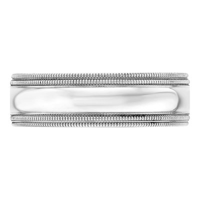 10K White Gold 7mm Milgrain Comfort-Fit Wedding Band – view 3