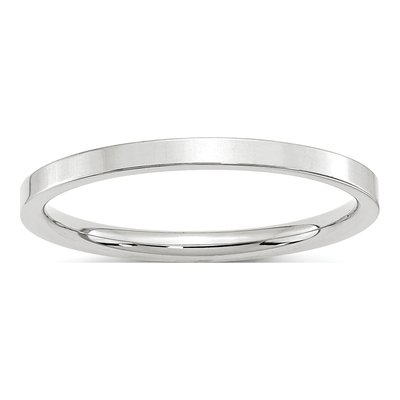 10K White Gold 2mm Weight Flat Comfort-Fit Wedding Band