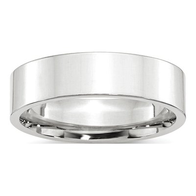 10K White Gold 6mm Flat Comfort Fit Wedding Band