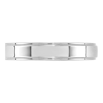 10K White Gold 4mm Step Edge Wedding Band – view 3