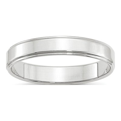 10K White Gold 4mm Step Edge Wedding Band