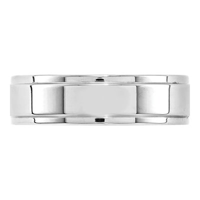 10K White Gold 6mm Step Edge Wedding Band – view 3