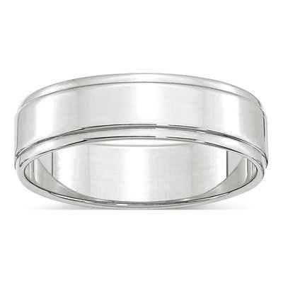 10K White Gold 6mm Step Edge Wedding Band