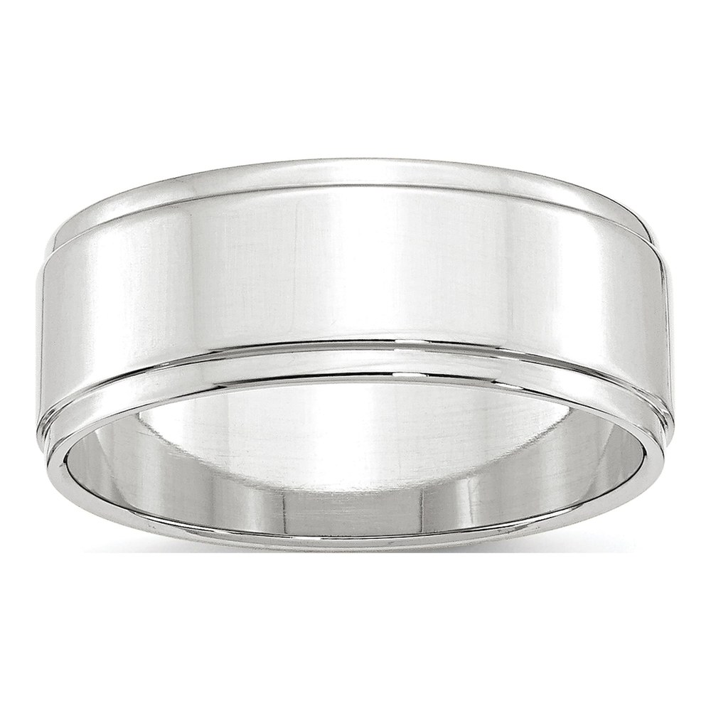10K White Gold 8mm Step Edge Wedding Band