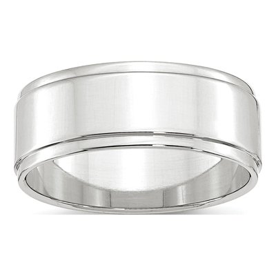 10K White Gold 8mm Step Edge Wedding Band