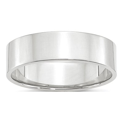 10K White Gold 6mm Flat Wedding Band