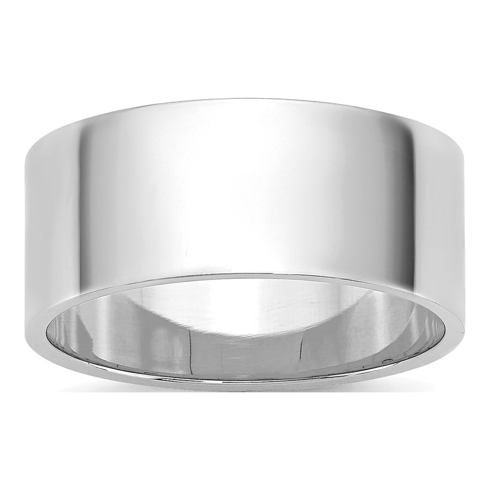 10K White Gold 8mm Lightweight Flat Wedding Band Size 4