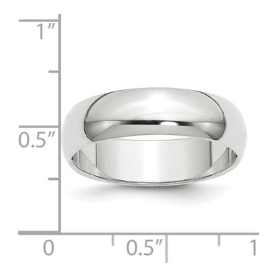 10K White Gold 6mm Half Round Wedding Band – view 4