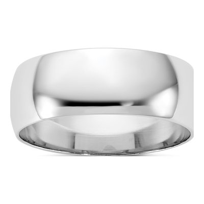 10K White Gold 7mm Half Round Wedding Band