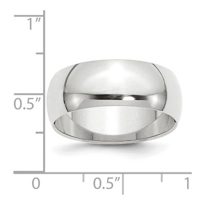 10K White Gold 8mm Half Round Wedding Band – view 3