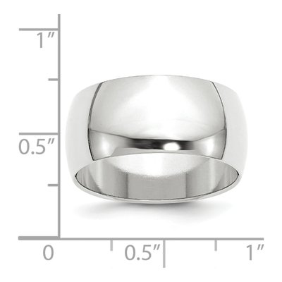 10K White Gold 10mm Half Round Wedding Band – view 3