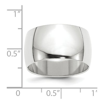 10K White Gold 12mm Half Round Wedding Band – view 4