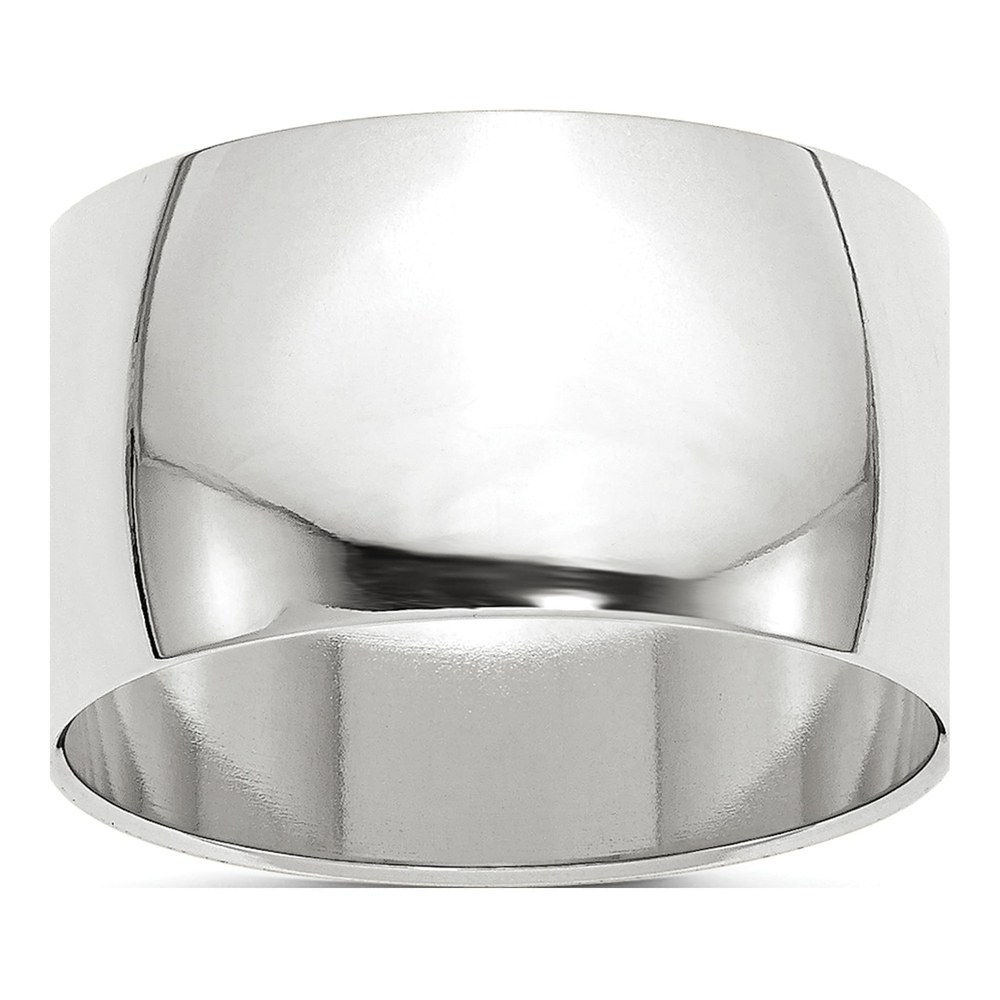 10K White Gold 12mm Half Round Wedding Band